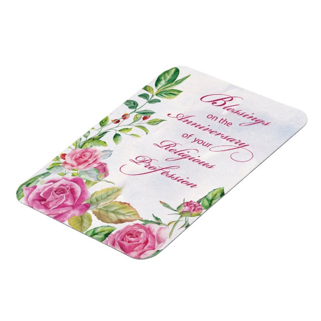 Nun Anniversary of Religious Profession Pink Roses Magnet (Left Side)