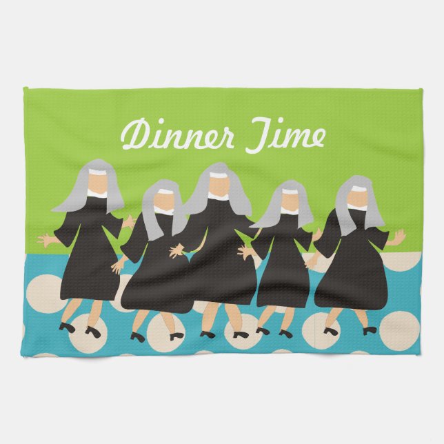 Nun Art Kitchen Towel "Dinner Time" (Horizontal)