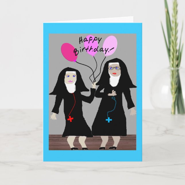 Nun Birthday Gifts "Happy Birthday Sister" Card (Front)