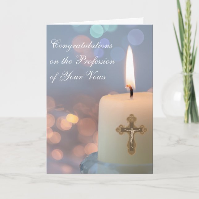 Nun Congratulations Profession of Vows Lit Candle Card (Front)
