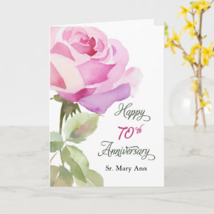 Nun Custom Name 70th Anniversary Jubilee Rose Card