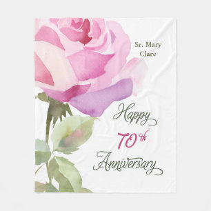 Nun Custom Name 70th Anniversary Jubilee Rose Fleece Blanket