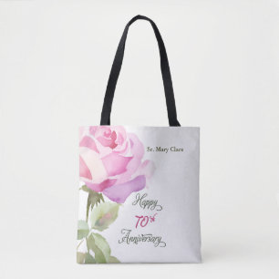 Nun Custom Name 70th Anniversary Jubilee Rose Tote Bag
