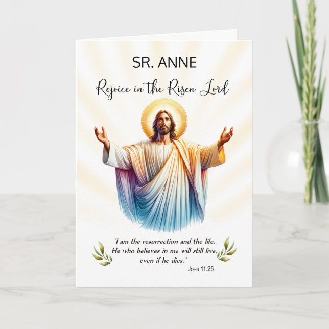 Nun Easter Jesus is Risen Rejoice with Scripture Card (Front)
