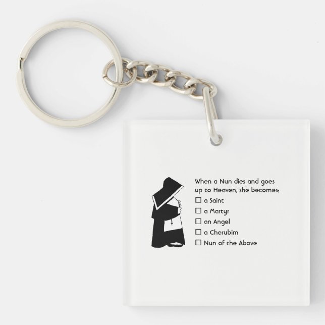Nun Fun - clean humour, Nun Heaven Joke Key Ring (Front)
