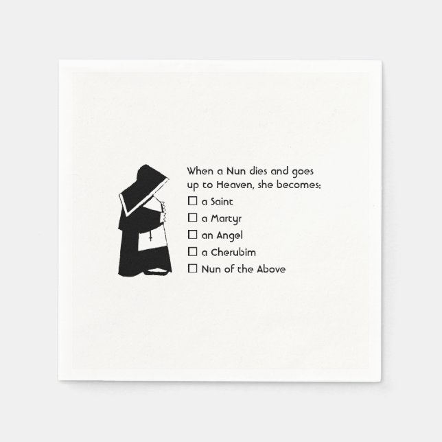 Nun Fun - clean humour, Nun Heaven Joke Napkin (Front)