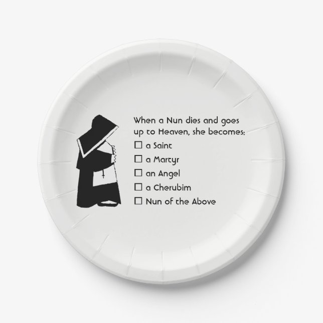 Nun Fun - clean humour, Nun Heaven Joke Paper Plate (Front)
