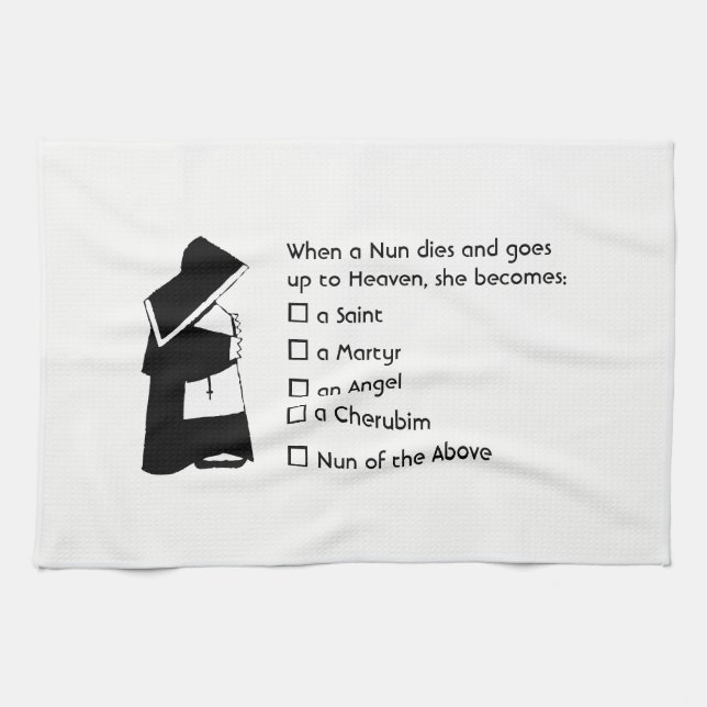 Nun Fun - clean humour, Nun Heaven Joke Tea Towel (Horizontal)