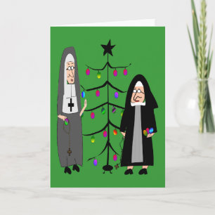 Nun Gifts "Decorating The Christmas Tree" Holiday Card