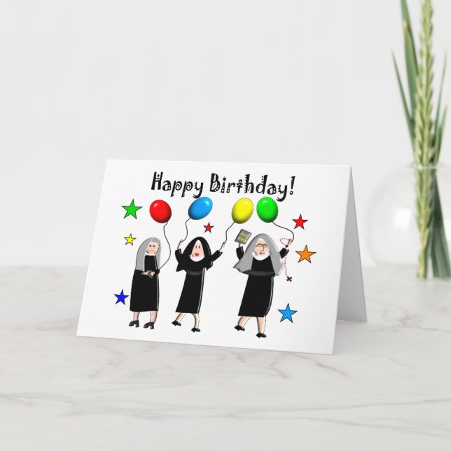 Nun Happy Birthday  Card (Front)