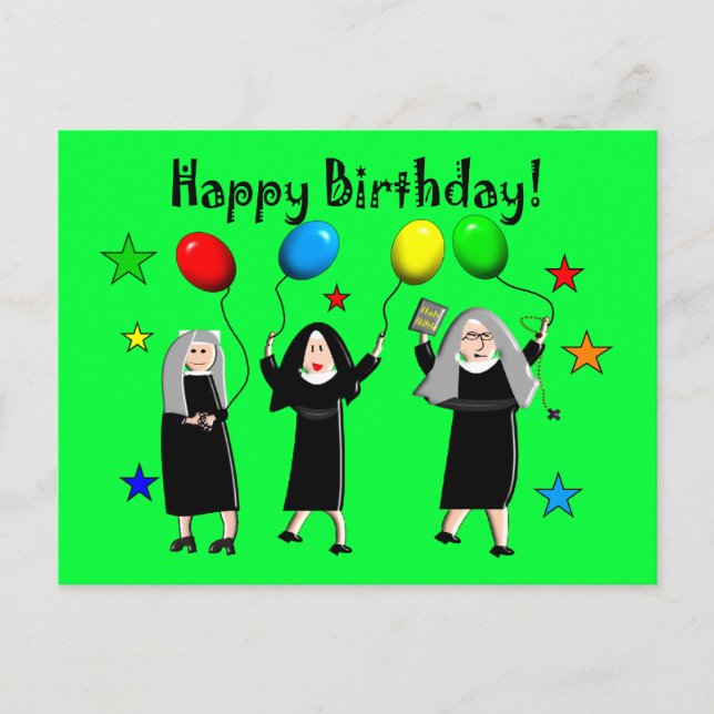 Nun Happy Birthday Cards & Gifts (Front)