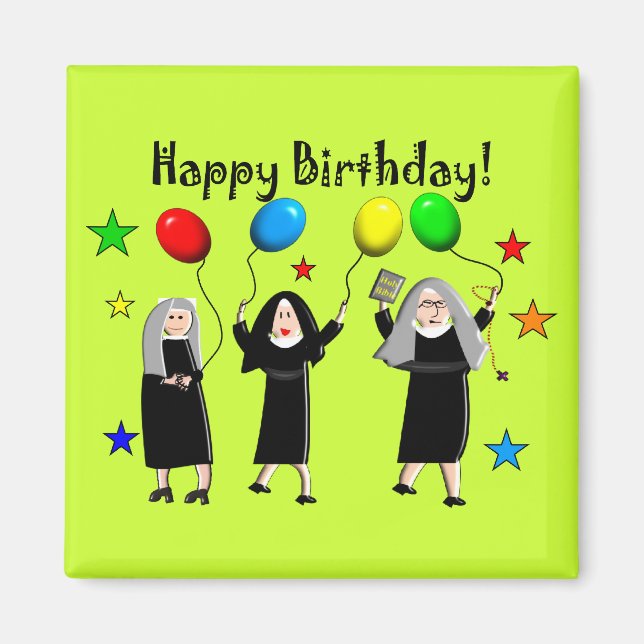 Nun Happy Birthday Cards & Gifts Magnet (Front)