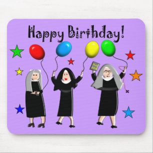 Nun Happy Birthday Cards & Gifts Mouse Mat