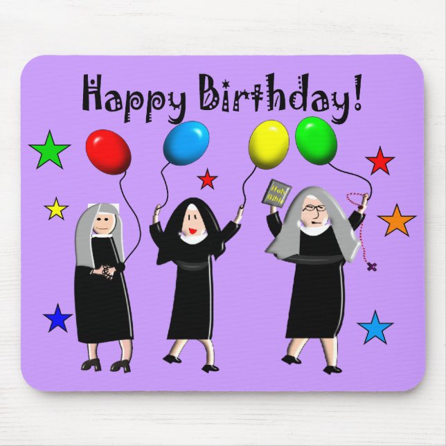 Nun Happy Birthday Cards & Gifts Mouse Mat (Front)