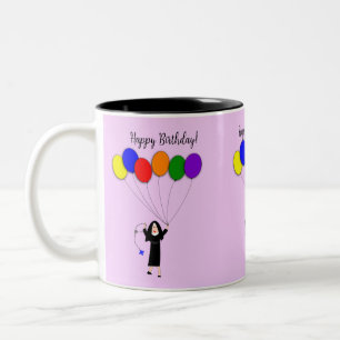 Nun Happy Birthday Lavender Two-Tone Coffee Mug