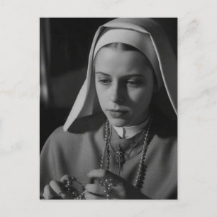 Nun in Black and White Postcard
