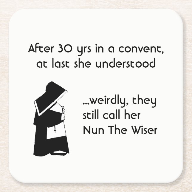 Nun joke - clean humour, Catholic Fun Square Paper Coaster (Front)