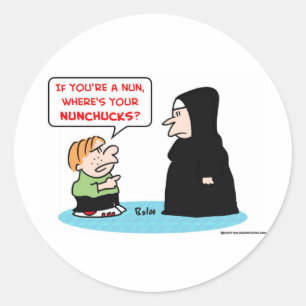 nun nunchucks classic round sticker