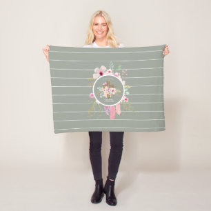 Nun Ordination Gift - Personalised Floral Cross Fleece Blanket