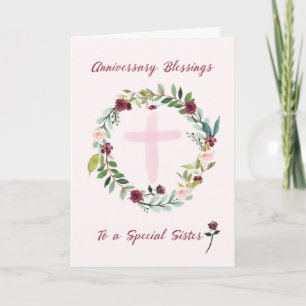 Nun Religious Sister Anniversary Blessings Flowers Card