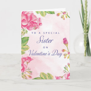 Nun Sister Valentines Day, Pink Flowers Holiday Card