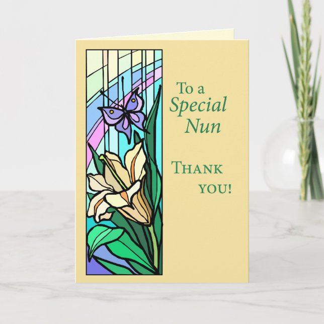Nun Thank You Stained Glass Card (Front)