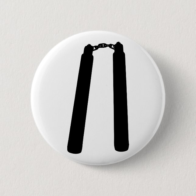 Nunchaku Outline Silhouette 6 Cm Round Badge (Front)