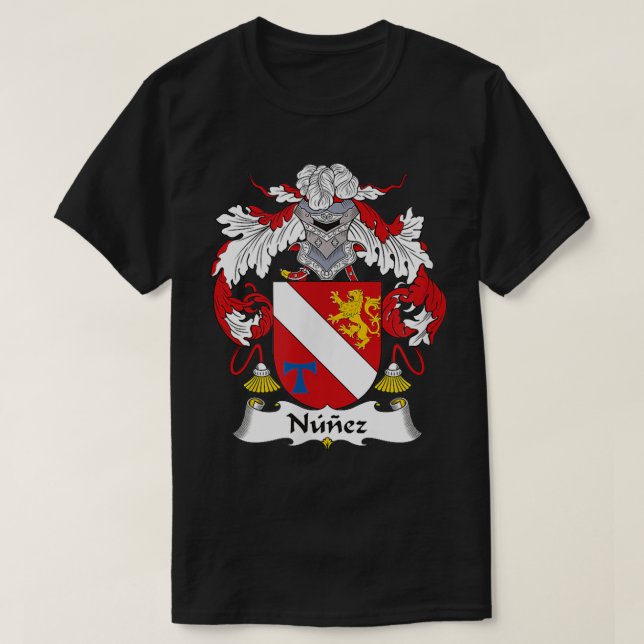 Nunez Coat of Arms  Family Crest  T-Shirt (Design Front)