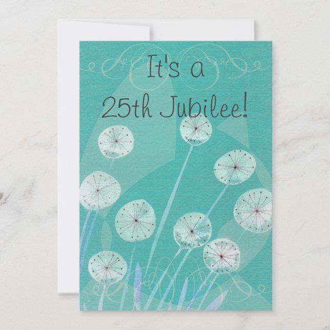 Nuns 25th Jubilee Invitation Teal Floral Design (Front)