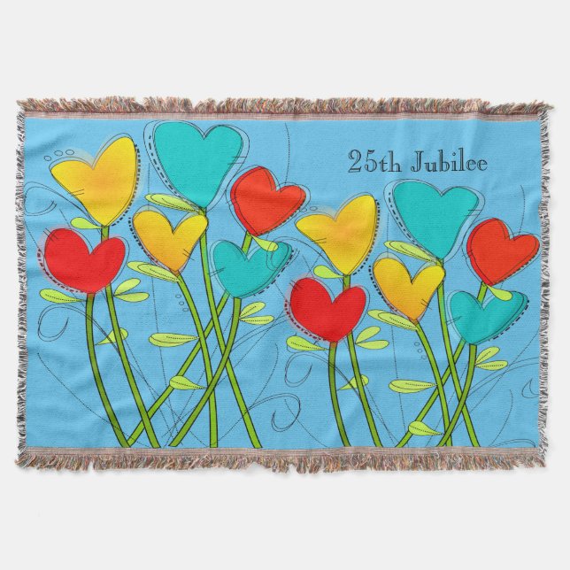 Nuns 25th Silver Jubilee Woven Blanket Floral Blue (Front)