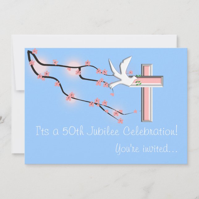 Nuns 50th Jubilee Celebration Invitations Blue (Front)