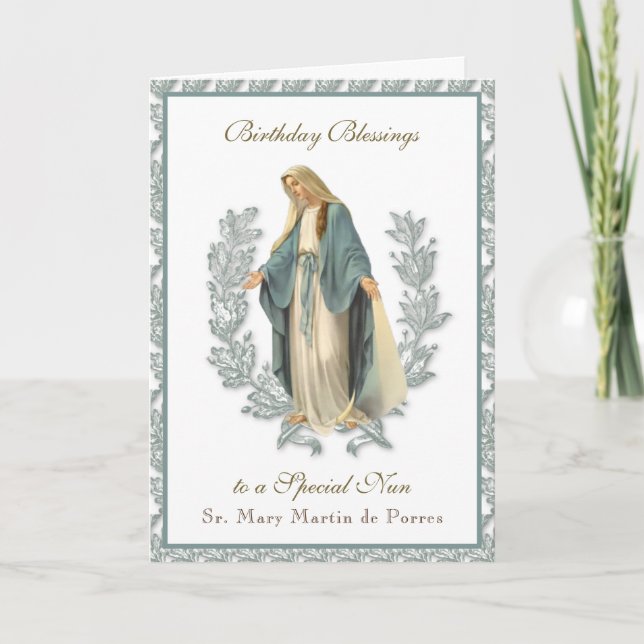 Nuns Birthday Blessings Celebration Virgin Mary Ca Card (Front)