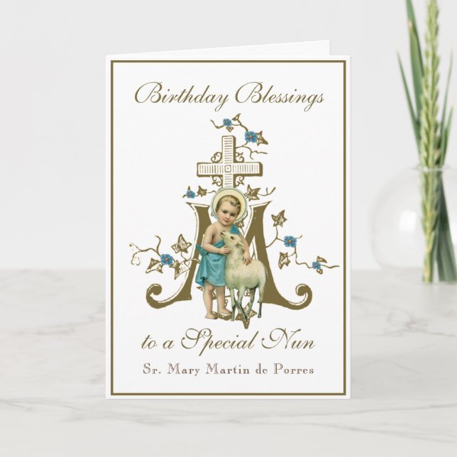 Nuns Birthday Blessings Celebration Virgin Mary Card (Front)
