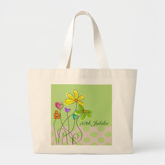 Nuns Golden 50th Jubilee Spring Floral Large Tote Bag (Front)