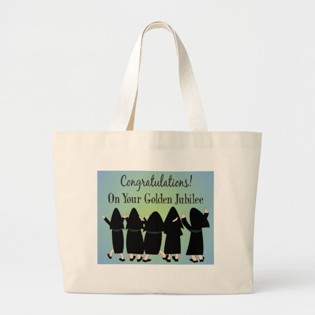 Nuns Golden Jubilee Gifts Large Tote Bag (Front)