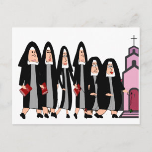 Nuns "Heading to Church" Postcard