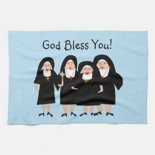 Nuns in Habits Tea Towel