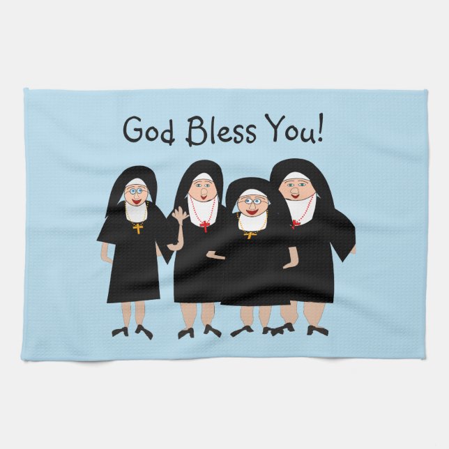 Nuns in Habits Tea Towel (Horizontal)