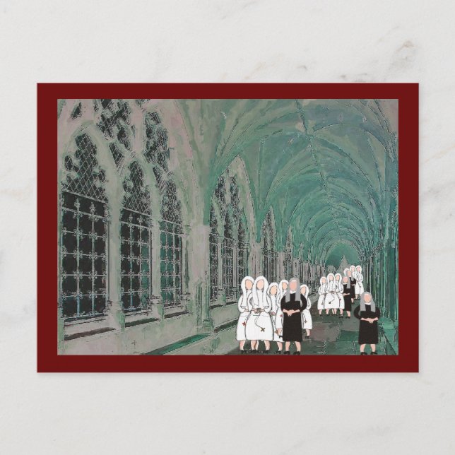 Nuns in the Westminster Abbey Cloister Postcard (Front)
