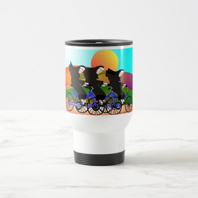 Nuns on Bicycles Art Gifts Travel Mug (Center)
