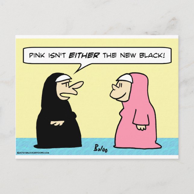 nuns pink new black postcard (Front)