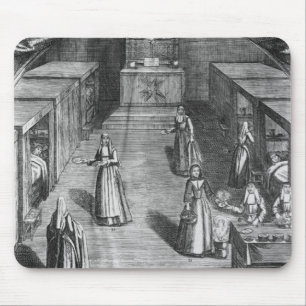 Nuns serving food to the patients at the mouse mat