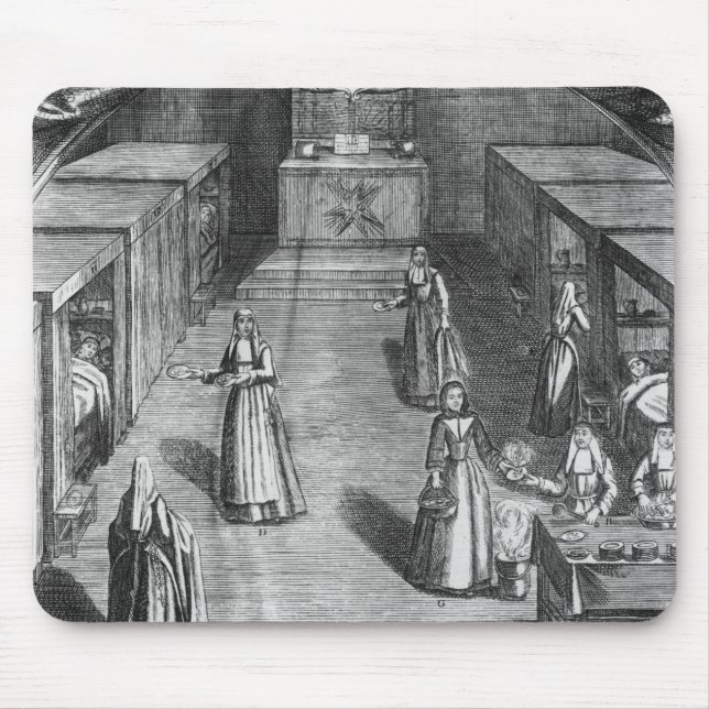 Nuns serving food to the patients at the mouse mat (Front)