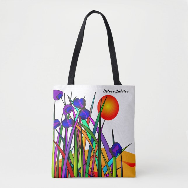 Nuns Silver 25th Jubilee Artsy Floral Tote Bag 2 (Front)