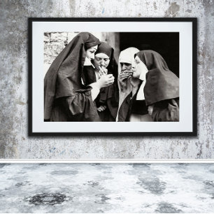 NUNS SMOKING VINTAGE PHOTO PRINT