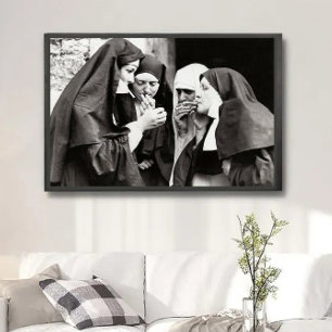 Nuns Smoking Vintage Photograph Poster