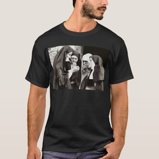 Nuns Smoking Vintage photograph T-Shirt (Front)