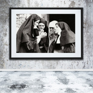 Nuns Smoking Vintage Photography 10x8in Poster