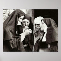 Nuns Smoking Vintage Photography 11x8.5in