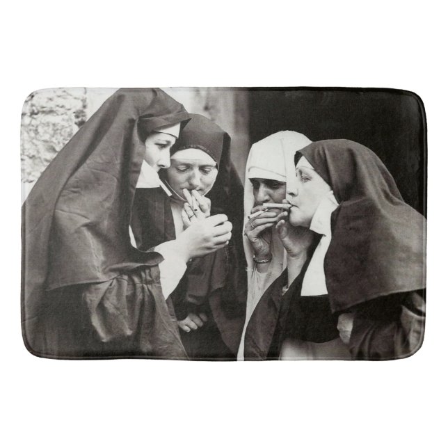 Nuns Smoking Vintage Photography Bath Mat (Front)